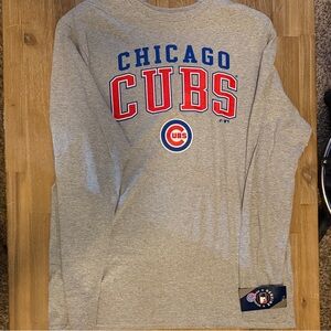 Chicago Cubs Majestic Gray Shirt with Blue and Red Accents